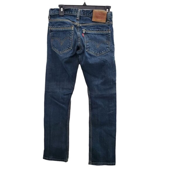 Levi's 514 Slim Straight Men's Dark Zip Thigh Pocket‎ Distressed Jeans 29x32 - Picture 7 of 7